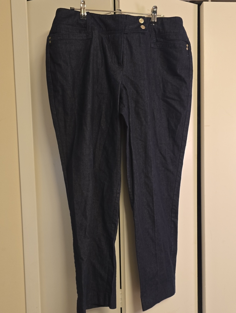 Larry Levine Dark Blue Straight-Leg Capri